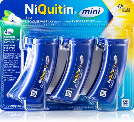 NiQuitin Mini 4 mg, 3 × 20ks lisované pastilky při odvykání kouření