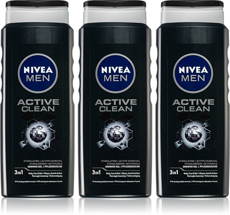 NIVEA MEN Active Clean sprchový gel pro muže výhodné balení 3 x 500 ml