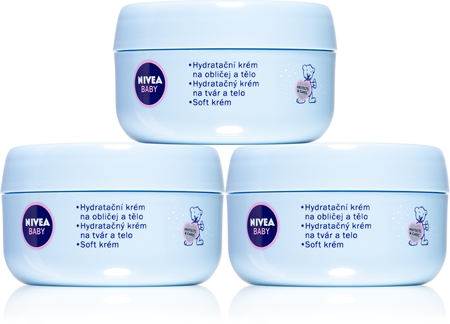 NIVEA BABY Soft & Cream crema idratante viso e corpo 3 x 200 ml(confezione conveniente) per bambini