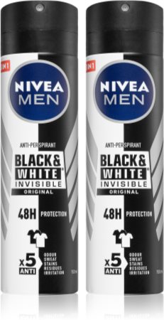 Nivea Men Black & White Invisible Original antitranspirante en spray (formato ahorro) para hombre