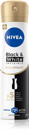 NIVEA Invisible Black & White Silky Smooth antiperspirant ve spreji bez alkoholu