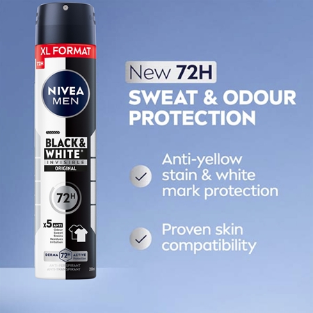 NIVEA MEN Black & White Invisible Original Antiperspirant Spray economy pack