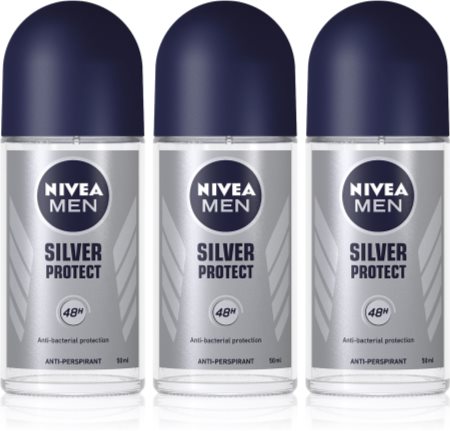Nivea Men Silver Protect Antitranspirant-Deoroller 3 x 50 ml (48 Std.)