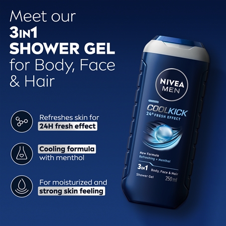 NIVEA MEN Fresh Kick Shower Gel for men
