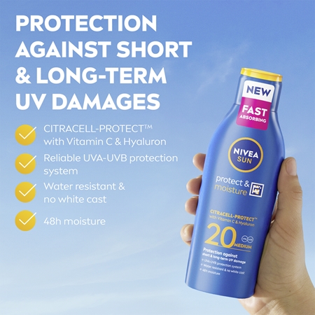 NIVEA SUN Protect & Moisture opalovací mléko SPF 20