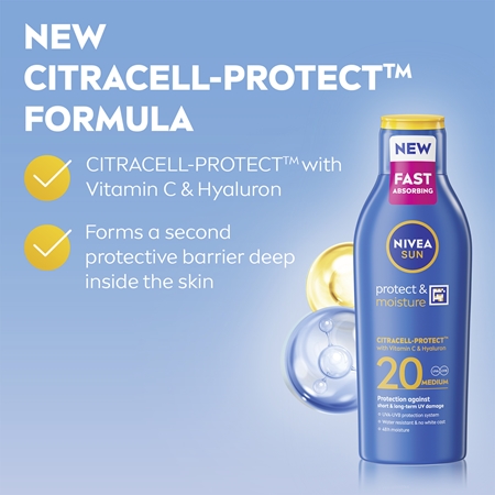 NIVEA SUN Protect & Moisture opalovací mléko SPF 20