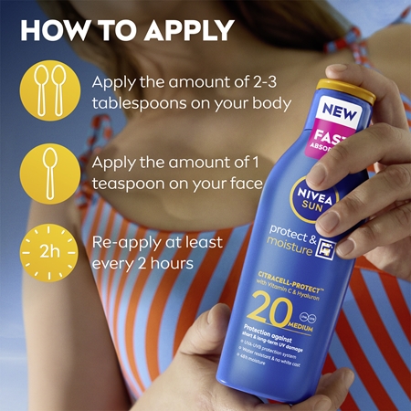 NIVEA SUN Protect & Moisture opalovací mléko SPF 20