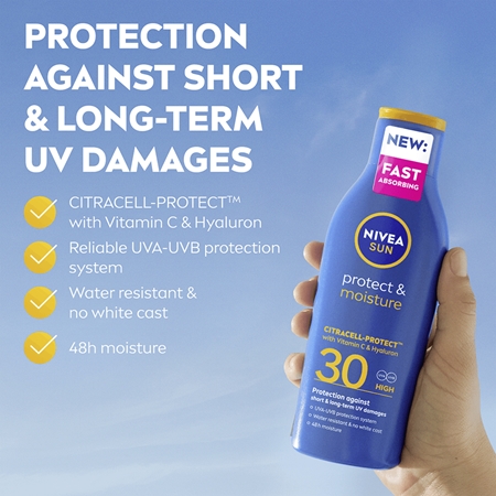 NIVEA SUN Protect & Moisture kosteuttava aurinkosuojamaito SPF 30