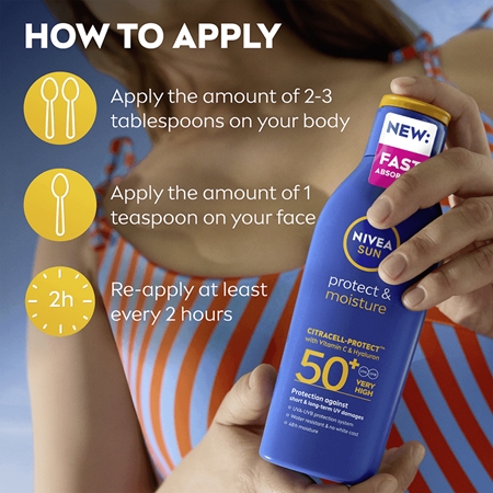NIVEA SUN Protect & Moisture hidratáló napozótej SPF 50+
