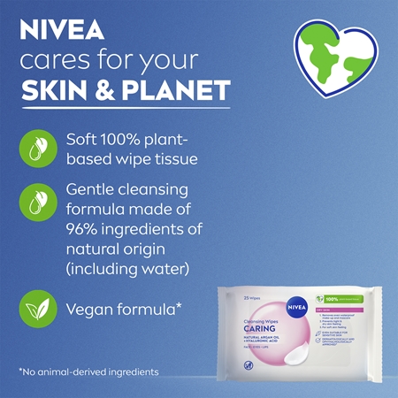 NIVEA Face Cleansing Gentle Cleansing Wipes with almond milk