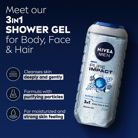 NIVEA MEN Pure Impact suihkugeeli miehille
