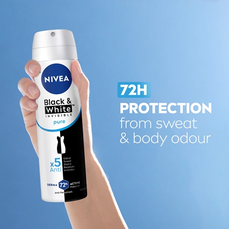 NIVEA Invisible Black & White Pure deodorante antitraspirante contro macchie bianche e gialle