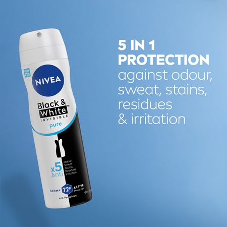 NIVEA Invisible Black & White Pure deodorante antitraspirante contro macchie bianche e gialle