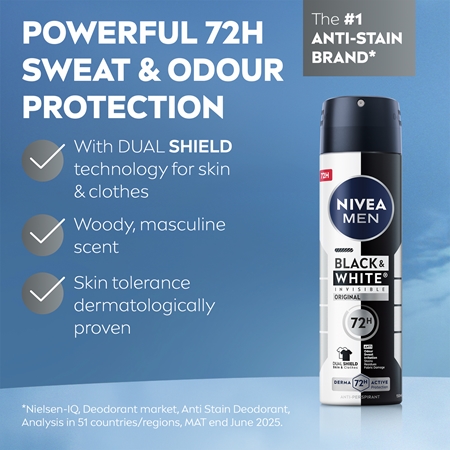 NIVEA MEN Invisible Black & White Antiperspirant Spray til mænd