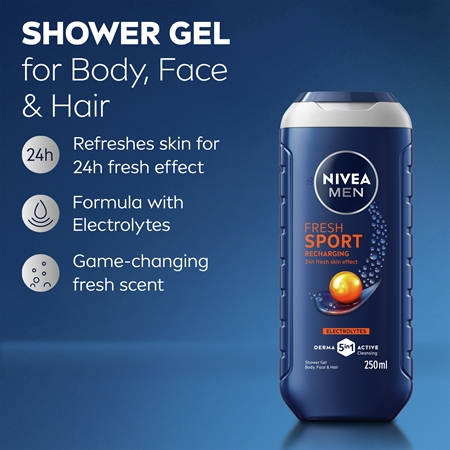 NIVEA MEN Fresh Sport gel de duche com minerais