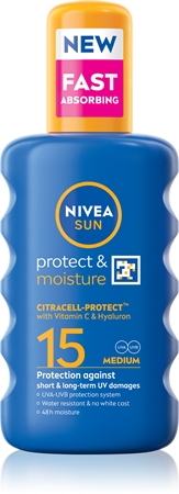 NIVEA SUN Protect & Moisture sprej na opalování SPF 15