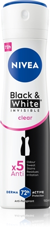 NIVEA Invisible Black & White Clear izzadásgátló spray -ben