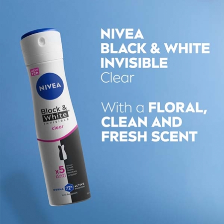 NIVEA Invisible Black & White Clear izzadásgátló spray -ben