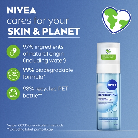 NIVEA Refreshing schiuma detergente viso per pelli normali e miste