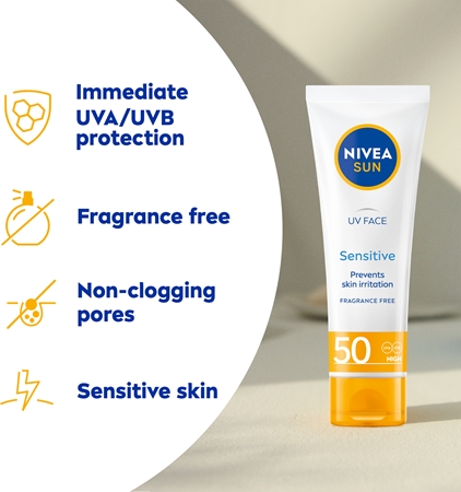 NIVEA SUN Sensitive Schützende Gesichtscreme für empfindliche Haut
