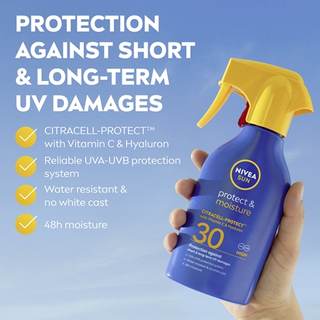 NIVEA SUN Protect & Moisture hydratační sprej na opalování SPF 30
