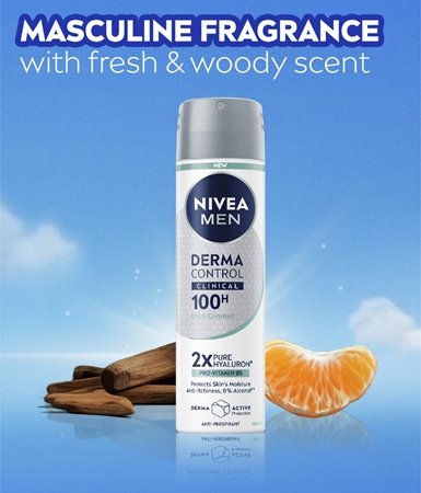 NIVEA MEN Derma Dry Control Izsmidzināms antiperspirants