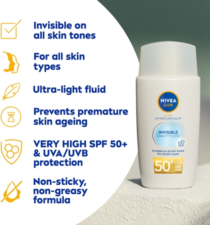 NIVEA SUN Invisible Daily Fluid lehký ochranný fluid SPF 50+
