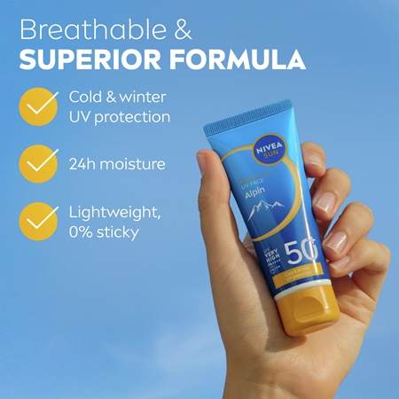 NIVEA SUN Alpin Face Sunscreen to protect from the cold and wind