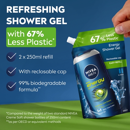 NIVEA MEN Energy Body Wash for Men refill