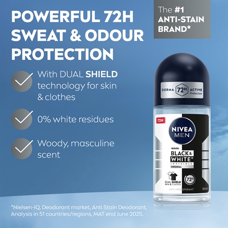 NIVEA MEN Invisible Black & White Antitranspirant-Deoroller für Herren