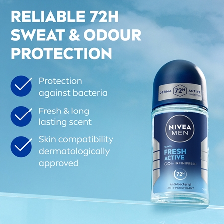 NIVEA MEN Fresh Active Antitranspirant Roller voor Mannen