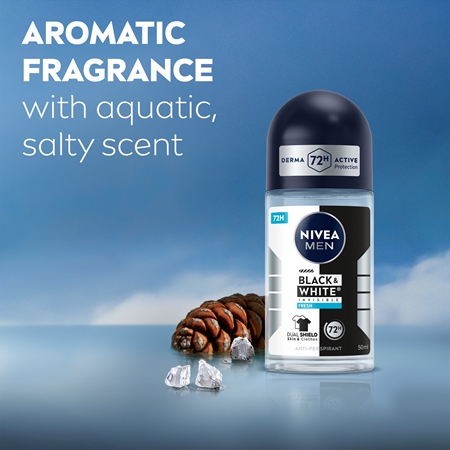 NIVEA MEN Invisible Black & White Fresh roll-on antiperspirant for men