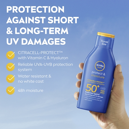 NIVEA SUN Protect & Moisture хидратиращо мляко за тен SPF 50+