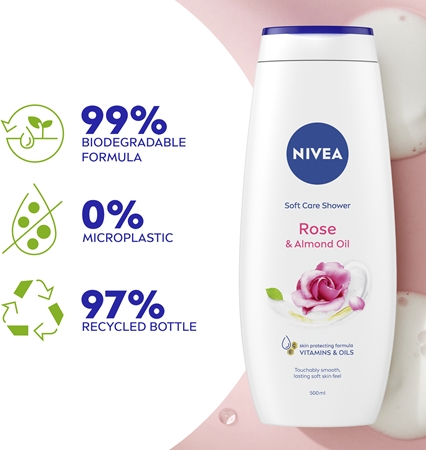 NIVEA Rose & Almond Oil gel za prhanje