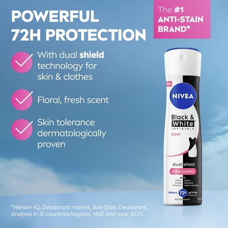 NIVEA Black & White Invisible Clear antitranspirante en spray para mujer