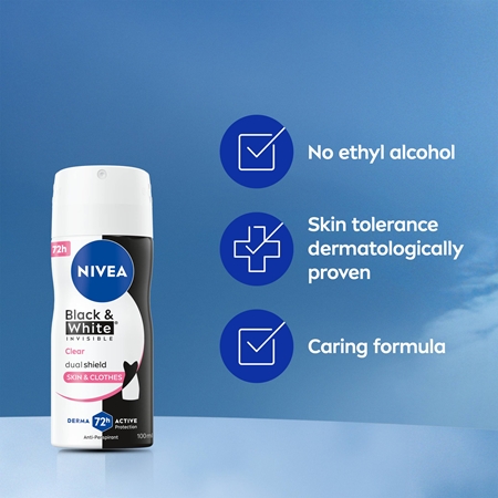 NIVEA Invisible Black & White Clear Antiperspirant in a spray