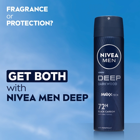 NIVEA MEN Deep Black Carbon Darkwood αντιιδρωτικό σε σπρέι επωφελής συσκευασία για άντρες 3 x 150 ml