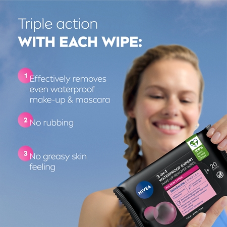 NIVEA Micellar Waterproof meikkiä poistavat misellipyyhkeet