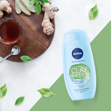 NIVEA Ginger & Basil gel de ducha con arcilla