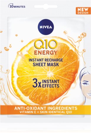 Nivea Q10 Energy máscara antirrugas em folhas