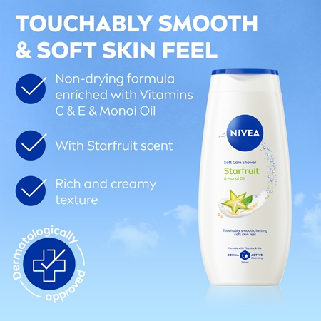 NIVEA Care Shower Star Fruit & Monoi Oil drėkinamoji dušo želė