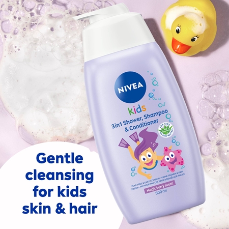 NIVEA Kids Sparkle Berry Delicate Shower Gel and Shampoo for Children 3-in-1