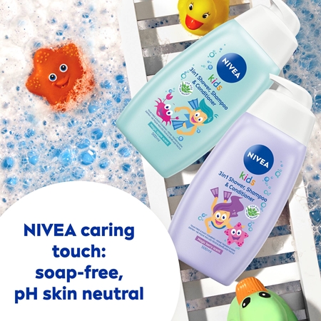 NIVEA Kids Sparkle Berry Delicate Shower Gel and Shampoo for Children 3-in-1