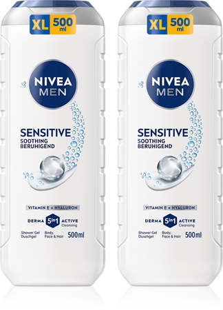 NIVEA MEN Sensitive τζελ για ντους για σώμα και μαλλιά επωφελής συσκευασία