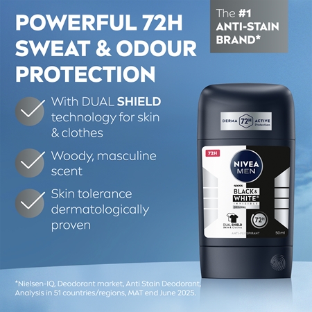 NIVEA MEN Black & White Invisible Original antiperspirant stick for men