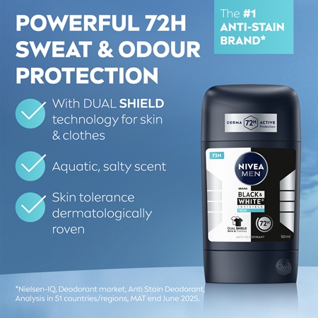 NIVEA MEN Black & White Invisible Fresh tuhý antiperspirant pro muže