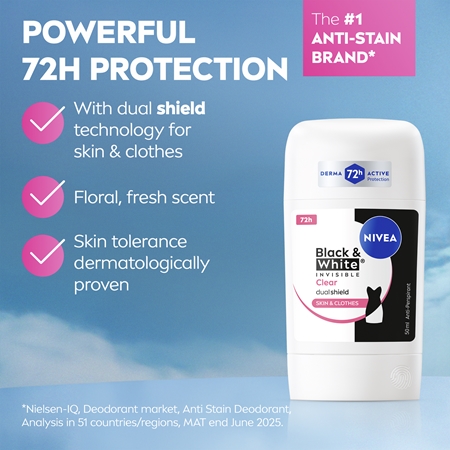 NIVEA Black & White Invisible Clear antiperspirant stick