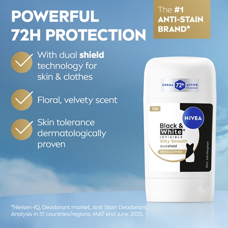 NIVEA Black & White Invisible Silky Smooth pieštukinis antiperspirantas