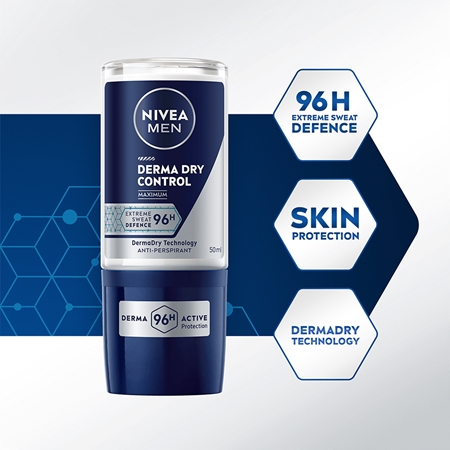 NIVEA MEN Derma Dry Control Roll-On Antiperspirant for men