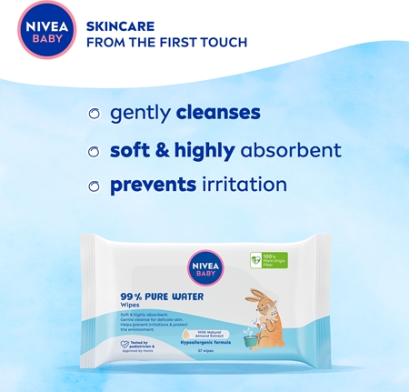 NIVEA BABY Pure Water virkistävät kosteuspyyhkeet